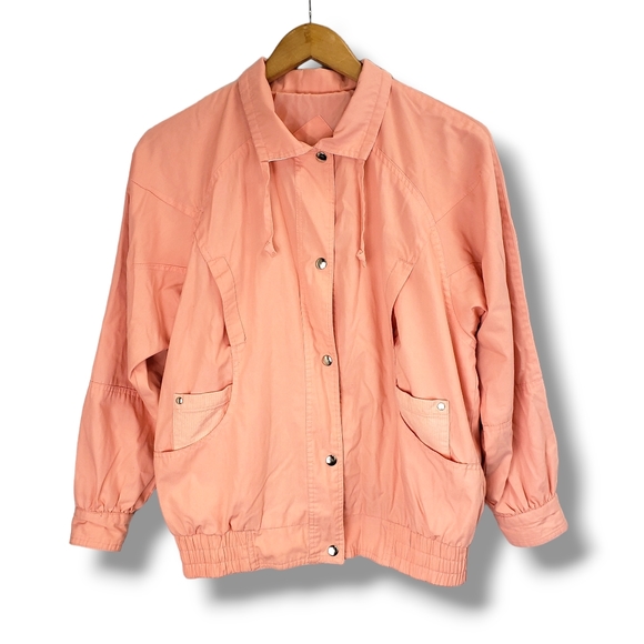 Vintage 90s Be in the Current Seen Peach Button-up Bomber Jacket Small - Picture 1 of 11
